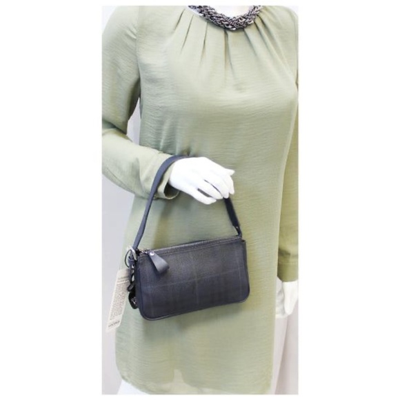 Authentic BURBERRY POCHETTE COATED CANVAS NOVA CHECK SHOULDER BAG DEEP B… - Picture 6 of 14